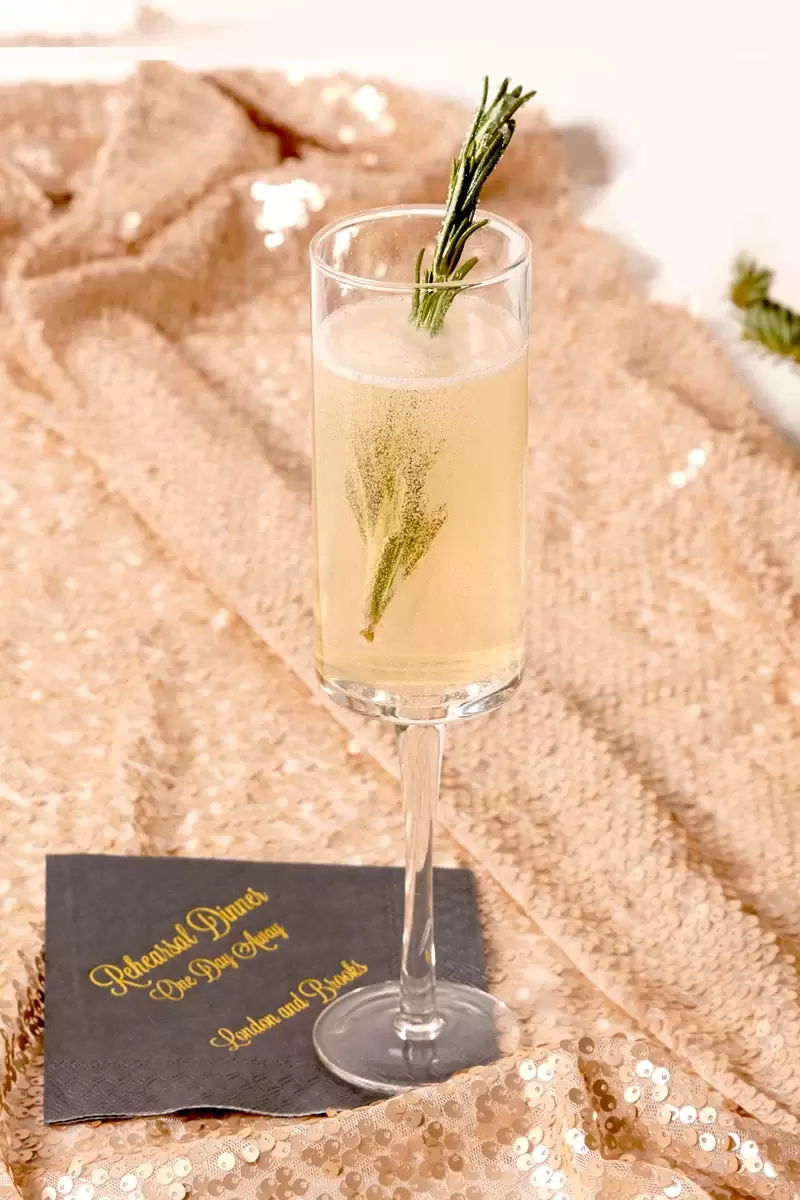rosemary pear sparkler cocktail