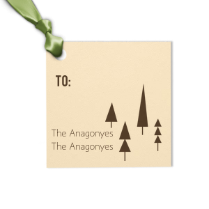 ForYourParty's chic Poptone Dark Olive Square Gift Tag with Matte White Foil has a Modern Tree Four graphic and is good for use in Christmas, Outdoors, Adventure themed parties and are a must-have for your next event—whatever the celebration!