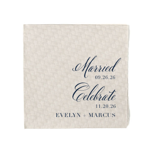 Our custom Woven Stone Woven Cocktail Napkin with Matte Navy Foil are a must-have for your next event—whatever the celebration!