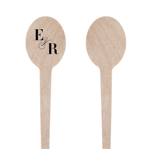 The Swirled Ampersand Initials Stir Stick elegantly combines simplicity and artistry. Featuring the couple's first initials connected by a swirl-infused ampersand, this design strikes a balance between formality and creative expression, adding a sophisticated touch to any drink.