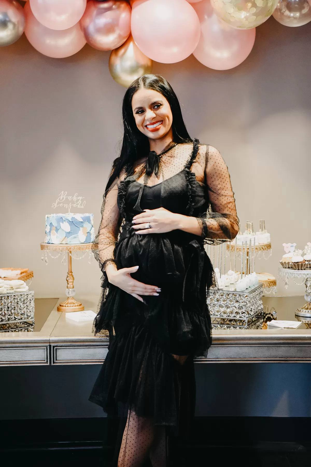 Dominique Sensabaugh at her gender reveal celebration
