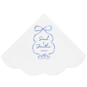 Serve only the best at you most important life events with the Swan Lovers Napkin. Featuring kissing swans in your choice of colors paired alongside customizable text, personally create your perfect party dinnerware with our easy to use customizer to make your next party event unforgettable. 