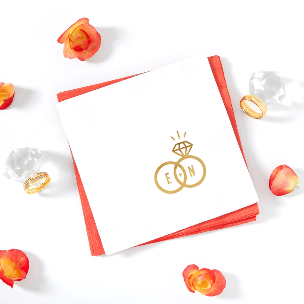 personalized Diamond Ring Initials wedding cocktail napkins