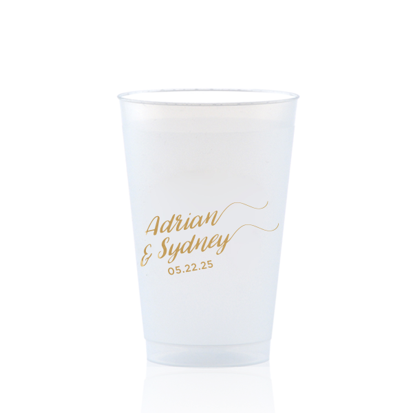 ForYourParty's elegant Silver 16 oz Frost Flex Color Cup with Gold Ink Cup Ink Colors will give your party the personalized touch every host desires.
