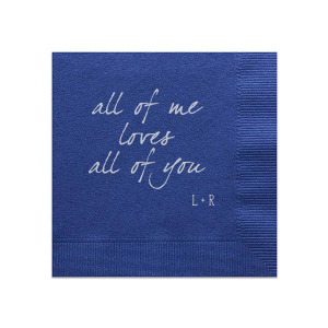 Personalized Light Navy Cocktail Napkin with Matte Dove Grey Foil will give your party the personalized touch every host desires.