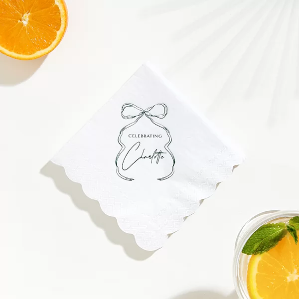 Bow With Name Scalloped Napkin