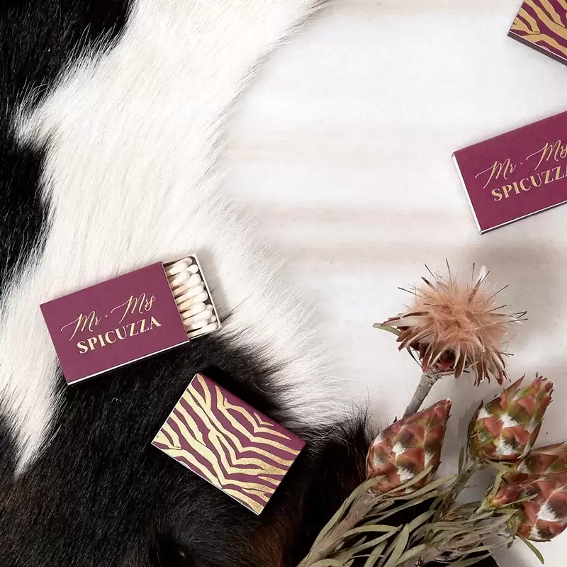 unique zebra print inspired wedding matches
