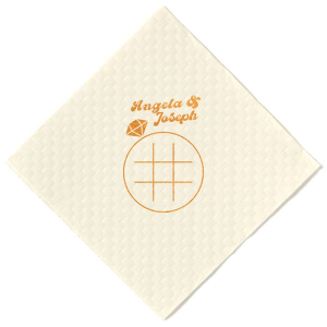 Celebrate your union with a playful twist using the Engagment Ring Tic-Tac-Toe Game Napkin, highlighting an engagement ring themed board. Add a personal touch with the couple's names in a funky, unique style. Ideal for adding fun to any wedding-related festivity.