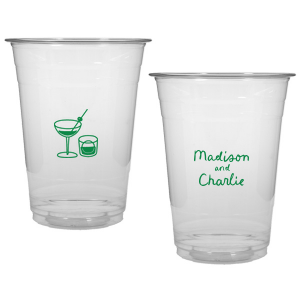 Add a splash of fun with the Cocktail Hour Couples Cup. Featuring text personalized to your name in the screen print ink color of your choice, the popular design is perfect for anniversaries, retirements and engagements!