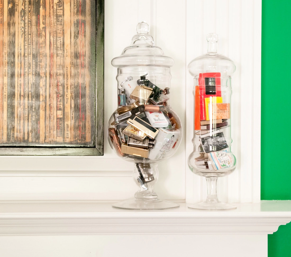 cute way to store match collection in apothecary jars