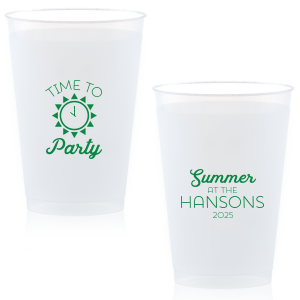 Our personalized Frost Flex Cup with Matte Key Lime Ink Cup Ink Colors has a Sun  graphic and is good for use in Beach, Pool and Nautical themed parties and will make your guests swoon. Personalize your party's theme today.