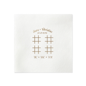 Delight guests with the Nuptial Tic-Tac-Toe Game Napkin, perfect for interactive fun at your celebration. Personalize with your special date and names for a playful twist. A charming addition to any wedding or event table.