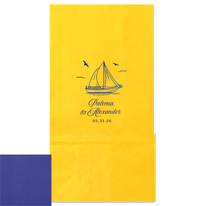 The Sailboat Nautical Nuptial Gift Bag is a great party addition to put the wind in your sails. The bespoke design is perfect for maritime or coastal themed events, making a precious keepsake from guests to remember the good times had. Customize the text to convey your own unique message!