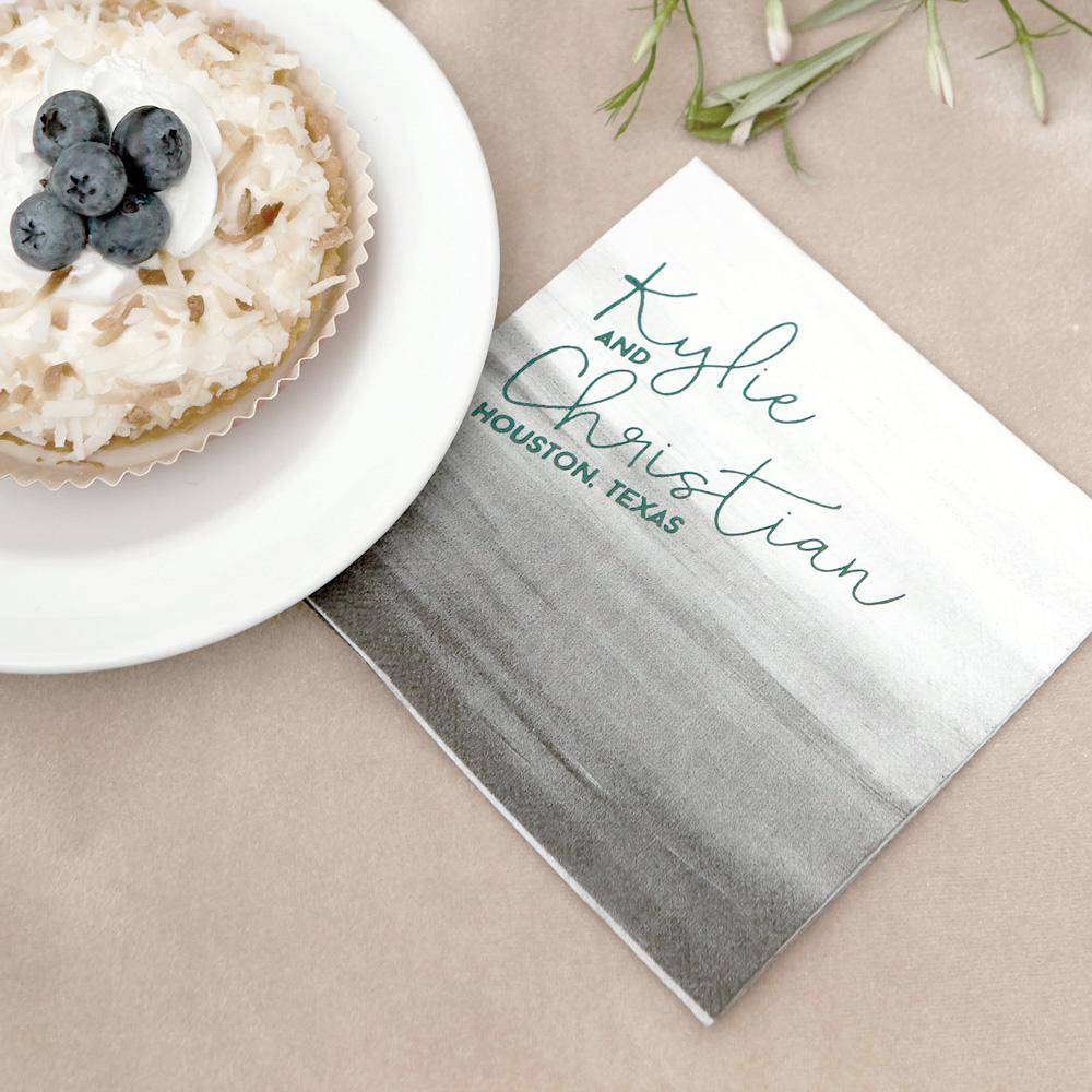 napkin shown styled with cake