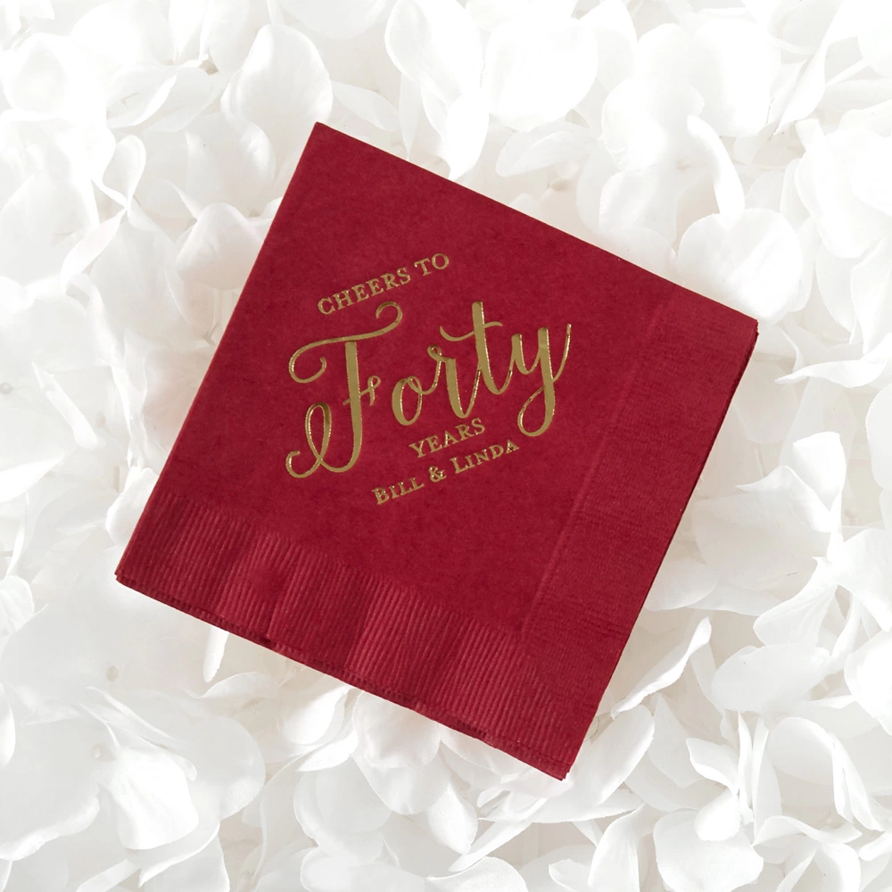 custom Cheers Years wedding cocktail napkins