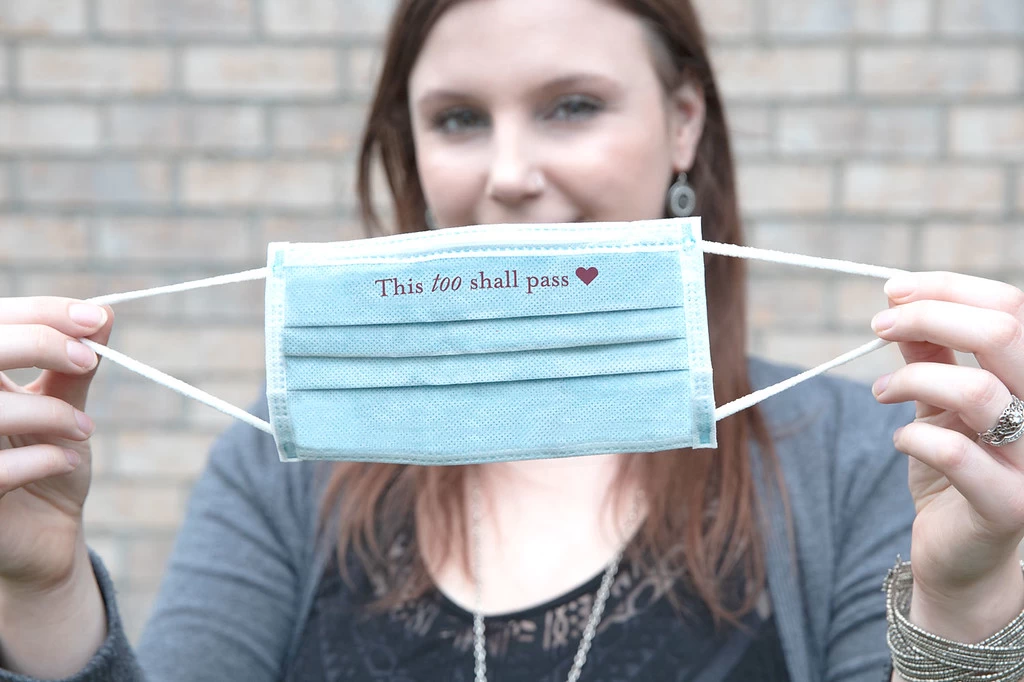 "This Too Shall Pass" personalized face mask from For Your Party