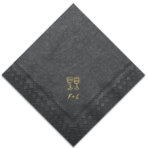 Celebrate your occasion with understated style using the Minimal Wine Glasses Napkin. This trendsetting design showcases two hand-drawn wine glasses, representing shared moments of cheer. Personalize with your initials below, creating a tailored touch for your wedding, engagement party, or birthday celebration.