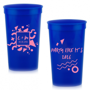 Throw it back to the 80s with the Retro 80’s Celebration Cup. Bursting with bold geometric designs, this cup channels the decade of big hair, neon colors, and iconic tunes. Personalize with initials, date, and a rocking "Party like it's" year for a celebration that's totally rad!