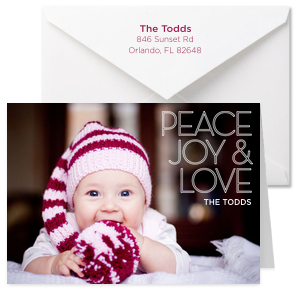 Peace, Joy & Love Custom Photo Christmas Card