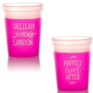 Custom Hot Pink 16 oz Stadium Cup with Matte Ivory Ink Cup Ink Colors has a Marigold Bunch graphic and is good for use in Accents, Floral themed parties and are a must-have for your next event—whatever the celebration!