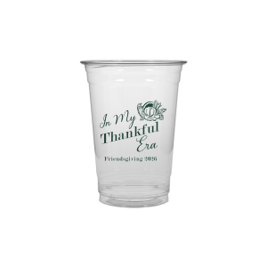 Show off your good graces with the In My Thankful Era Cup. Featuring a classic cornucopia design, this cup is easy to customize into a stylish accessory appropriate for any family holiday dinner. 