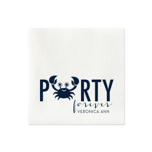 Our beautiful custom Light Coral Cocktail Napkin with Matte Navy Foil has a crab 2 graphic and is good for use in Animals, Baby Animals, Beach/Nautical themed parties and are a must-have for your next event—whatever the celebration!