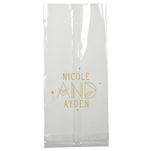 ForYourParty's elegant Satin 18 Kt. Gold Large Cellophane Bag with Satin 18 Kt. Gold Foil has a Sparkles graphic and is good for use in Wedding, Engagement, Anniversary and Shower themed parties and are a must-have for your next event—whatever the celebration!