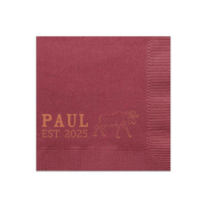 Personalized Light Navy Dinner Napkin with Satin Copper Penny Foil has a Moose graphic and is good for use in Animals, Travel, Southwestern themed parties and will give your party the personalized touch every host desires.