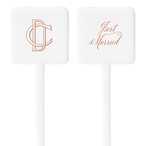 Elevate your celebration with the Linked Initials Wedding Stir Stick, a symbol of unity and love. One side gracefully displays "Just Married" in elegant script, while the other side artistically intertwines the couple's initials, representing their linked union. This creative design adds a sophisticated touch to any drink. 