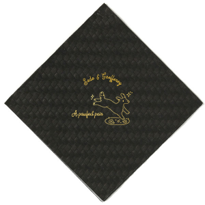 Celebrate your nuptials with the Pawfect Pair Wedding Napkin, featuring a joyous illustration of a dog in mid-leap above a grassy knoll, surrounded by a sprinkle of sparkles. Personalize with the couple's names arched above this heartwarming scene, symbolizing the playful spirit and boundless love of your special day.