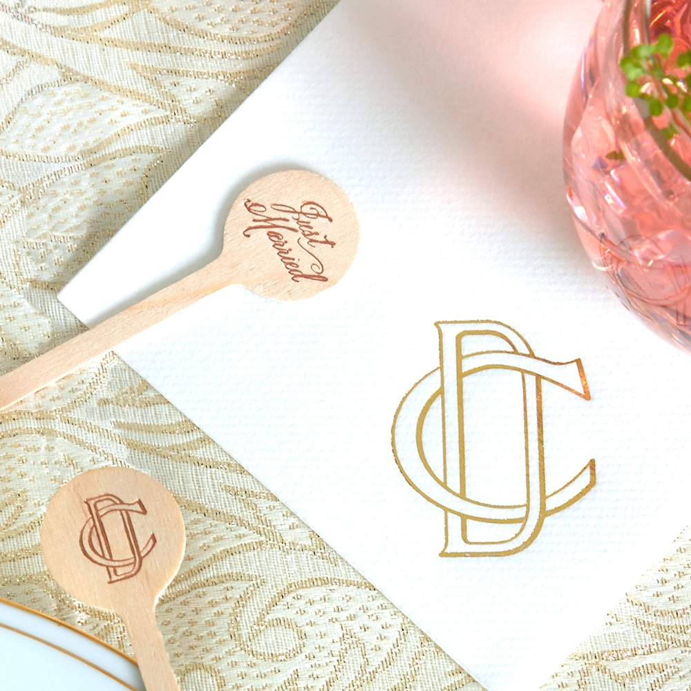 customized 2 initial monogram cocktail napkins