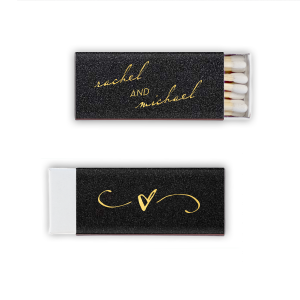 The Stacked and Angled Vintage Modern Script Match exudes understated elegance through its minimalist design. The couple's names, gracefully scripted in lower case, convey a modern touch. The stacked yet angled design of the names adds sophistication, embodying a blend of vintage charm and contemporary finesse in this quietly refined design.