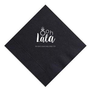 Infuse the celebration with whimsy using the Ooh Lala Bachelorette Napkin, where a sparkling ring cheekily dots the 'O' in 'Ooh.' 'Lala' and the future bride's name below capture the lighthearted joy of her upcoming nuptials.