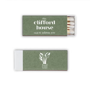 Welcome people into you home and give them a unique gift with these custom matchboxes. Featuring a house plant image, you can personalize this with your location and house name. 