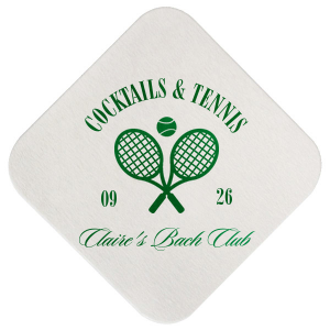 Warm weather means more time on the court, so pair your next outdoor event with the Cocktails & Tennis Coaster from our Country Club collection. The sporty design gives off club house vibes perfect for making your special occasion feel more exclusive. The foil stamped design is customizable in your choice of text and colors to best show off your impeccable tastes.