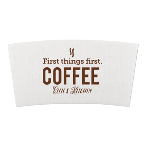 The simple design of the Coffee First Coffee Sleeve is sure to be a smash at your event of business. The customizable text is perfect for creating a personalized message unique to you.