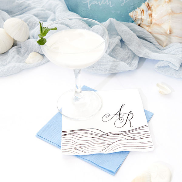 Romantic Waves Initials Napkin