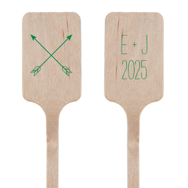 Blend your drinks with symbolism using the Arrow Monogram Stir Stick, where crossed arrows celebrate paths united. The couple's initials and event year on the flip side add a personalized mark to this emblem of conjoined destinies and shared hearts.