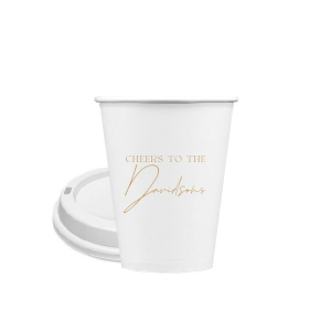 Raise a toast with the Boho Terracotta Cheers to the Wedding Cup, where rustic meets refinement. The phrase "Cheers to the" is beautifully presented in a classic serif font, inviting you to inscribe the couple's surname below in a sophisticated script. A cup that embodies the warmth and subtle drama of your autumnal nuptials.