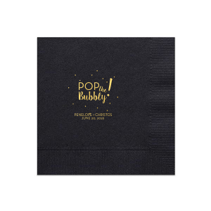 Pop the Bubbly for the bride-to-be! Show your best bridal shower hostess skills and customize this festive napkin for a fitting complement to the mimosa bar that both the bride and guests will adore. 