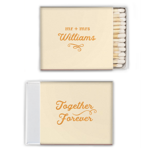 Custom Natural Ivory Classic Matchbox with Shiny 18 Kt Gold Foil will add that special attention to detail that cannot be overlooked.