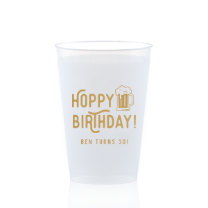 Raise a glass—and a laugh—with the Hoppy Birthday Frost Flex Cup! Featuring vibrant "Hoppy Birthday" text and a foaming beer mug, it’s the ultimate brew-themed bash accessory. Customize with the celebrant’s name for cheers guaranteed from every sip!