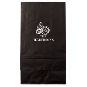 Personalized White Goodie Bag with Shiny Copper Foil Color has a Geo Flowers graphic and is good for use in Floral themed parties and can be personalized to match your party's exact theme and tempo.