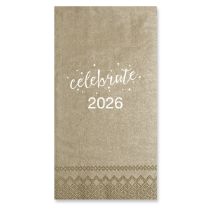 Sprinkle your festivities with the Celebrate Confetti Party Napkin, bursting with 'celebrate' in spirited script amidst a shower of confetti dots. Tailor with a name or special year, infusing your occasion with an unmistakable air of celebration.