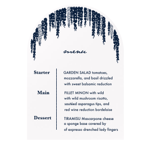 Meet our new customizable Canopy Arch Menu with awesome floral graphics and your favorite food and drink on it. Surprise your guests and make this party even more fabulous! 