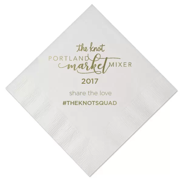 custom cocktail napkins with gold foil and script font