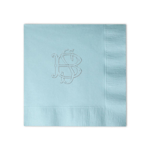 Pair elegance and functionality together with the Embossed Monogram Napkin. The increasingly popular embossed style is perfect for leaving a lasting impression on guests. Available in a variety of sizes, styles and colors, the design suitable for nearly any occasion, from engagement events to formal functions.