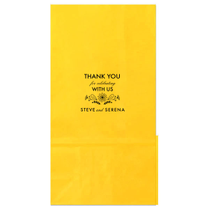 Express heartfelt thanks with the Floral Thank You Wedding Gift Bag, adorned with hand-drawn blooms and a sincere stacked message. This energetic design, featuring the couple's names, offers a sweet token of appreciation for your cherished guests.