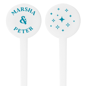 The Sparkling Union Stir Stick offers an enchanting touch with a scatter of twinkling sparkles on one side, illuminating the joy of your special event. On the reverse, your names are inscribed in a modern font that evokes the allure of a tropical paradise. This one-of-a-kind stirrer adds a burst of excitement to any celebratory drink, making it a magical choice for weddings, anniversaries, or any romantic gathering.