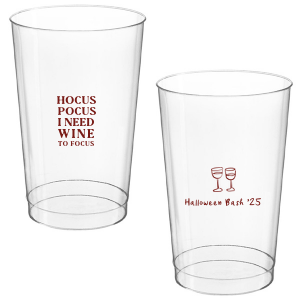 The Hocus Pocus Focus Cup is the ideal custom Halloween party accessory.  Featuring the phrase "hocus pocus I need candy to focus" and a modern and minimal graphic of wine glasses, you can personalize with your name, and the year. This chic Halloween accessory will be a hit at your autumnal events. 